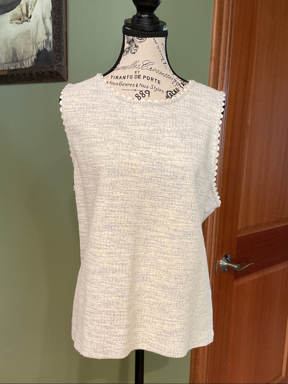 J. Crew Cream Tweed Sleeveless Shell, Size XL